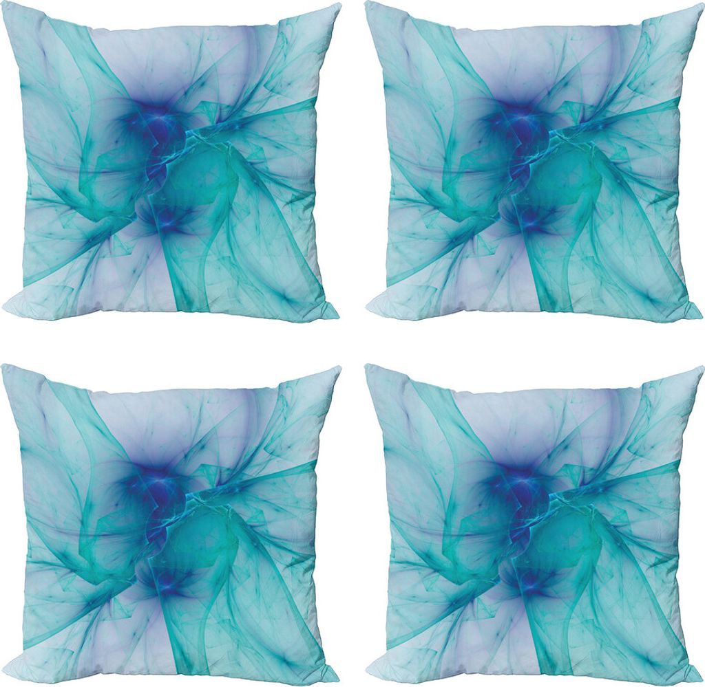 ABAKUHAUS Spiers Kissenbezug Set (4 Stück), Moderne kreative Artwork, Moderner Doppelseitiger Digitaldruck, 40 cm x 40 cm, Teal Blau