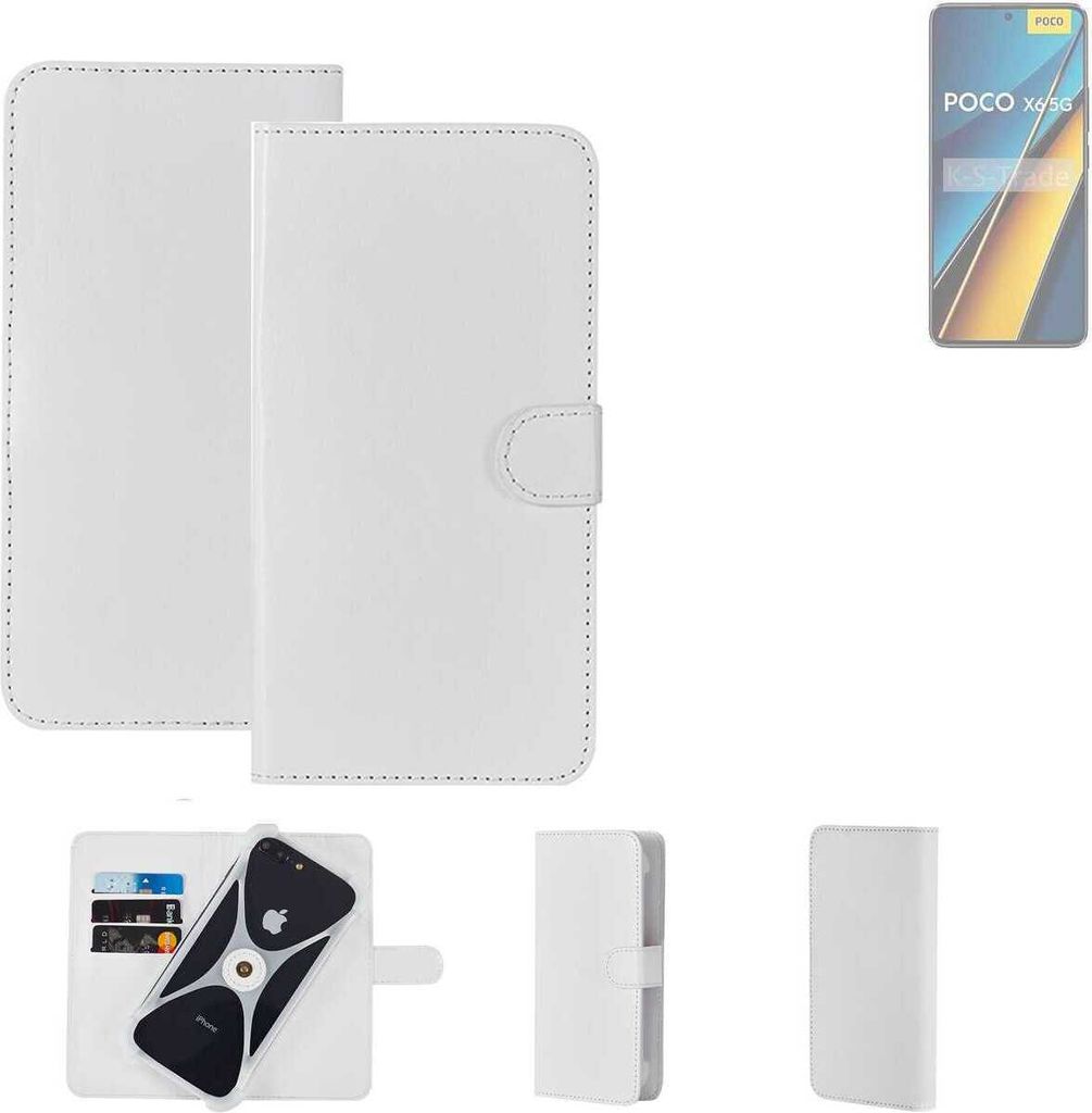 K-S-Trade Handy Hülle Schutz Hülle kompatibel mit POCO X6 Cover Case Bookstyle Bumper weiß 1x