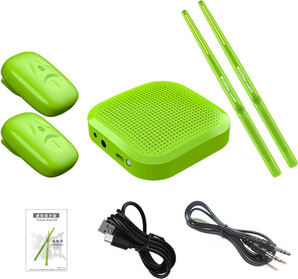 Virtuelles elektronisches Schlagzeug, elektrisches Pocket Air Drum Kit mit Drumsticks, Pedalen, Audiokonverter für Erwachsene, Kinder, Anfänger