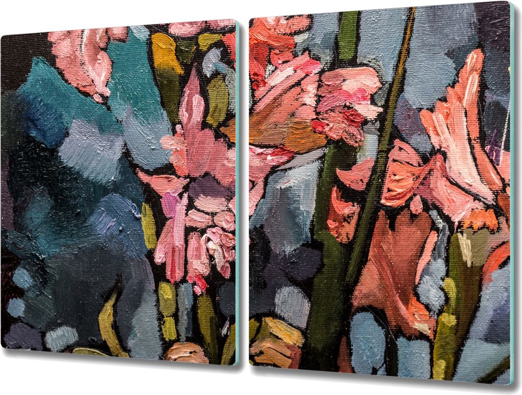 Coloray Kochplattenabdeckung Herdabdeckplatte 2x40x52 cm Hackbrett Schneidebrett Küchenbrett - Blumen