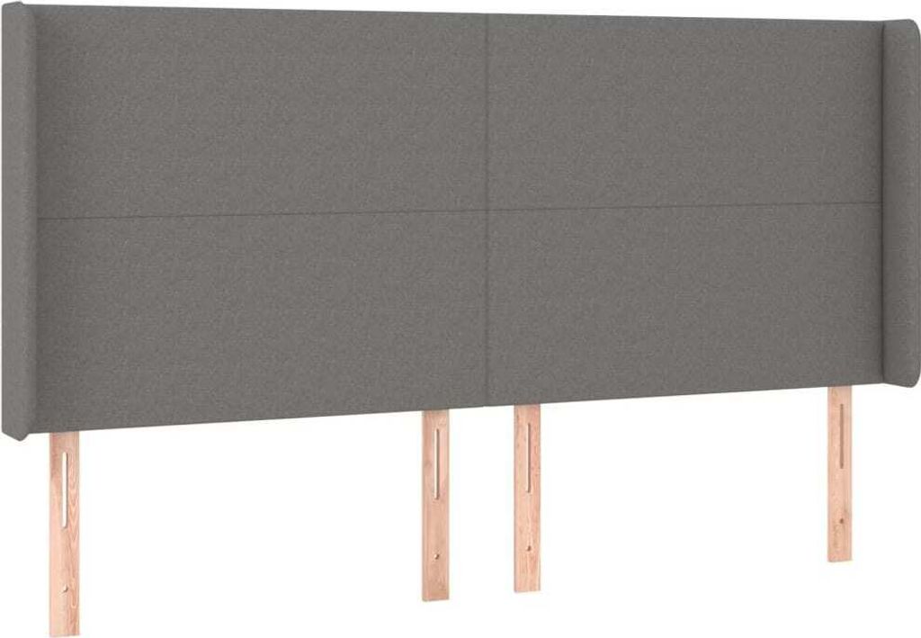 Kopfteil mit Ohren Dunkelgrau 203x16x118/128 cm Stoff