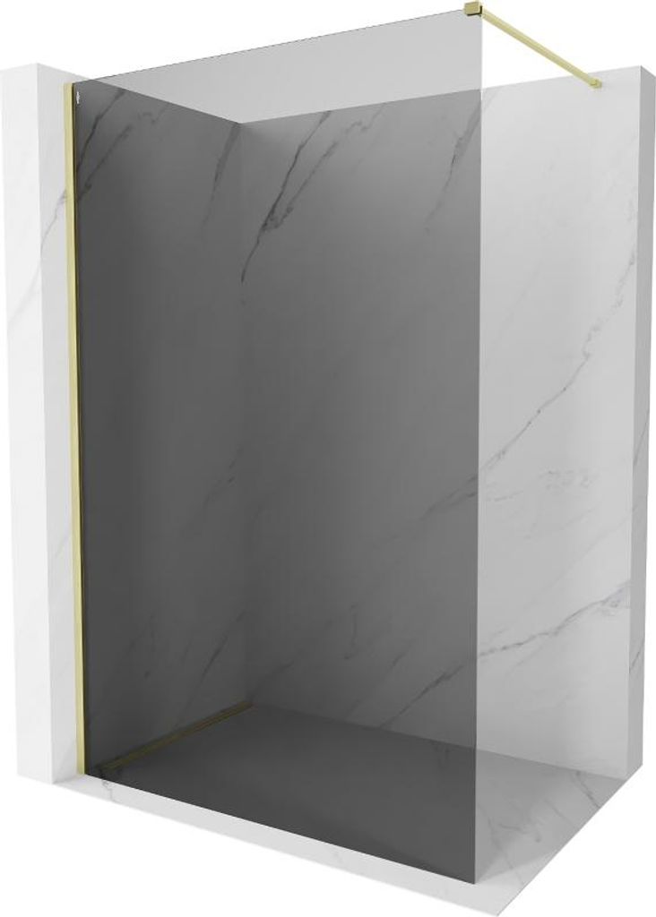 Mexen Kioto-X Duschwand Walk-in 150 x 200 cm, Graphit 10 mm, gebürstetes Gold - 800-150-101-55-40-X