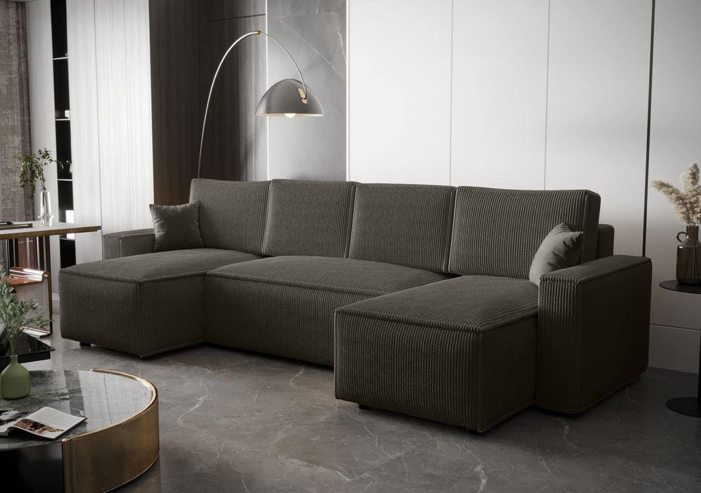 BEDANTE Ecksofa U AMBRO Poso 22 mit Schlaffunktion U-Form, Sofa mit Stauraum, Bettkasten, Wohnzimmersofa, Couch, Sofa, Bettsofa