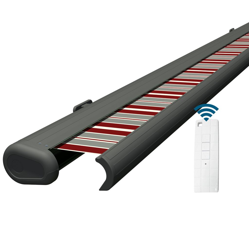 Eclipse Premium elektrische Vollkassettenmarkise Grau 3x2,5 m Tuch: Wildrose