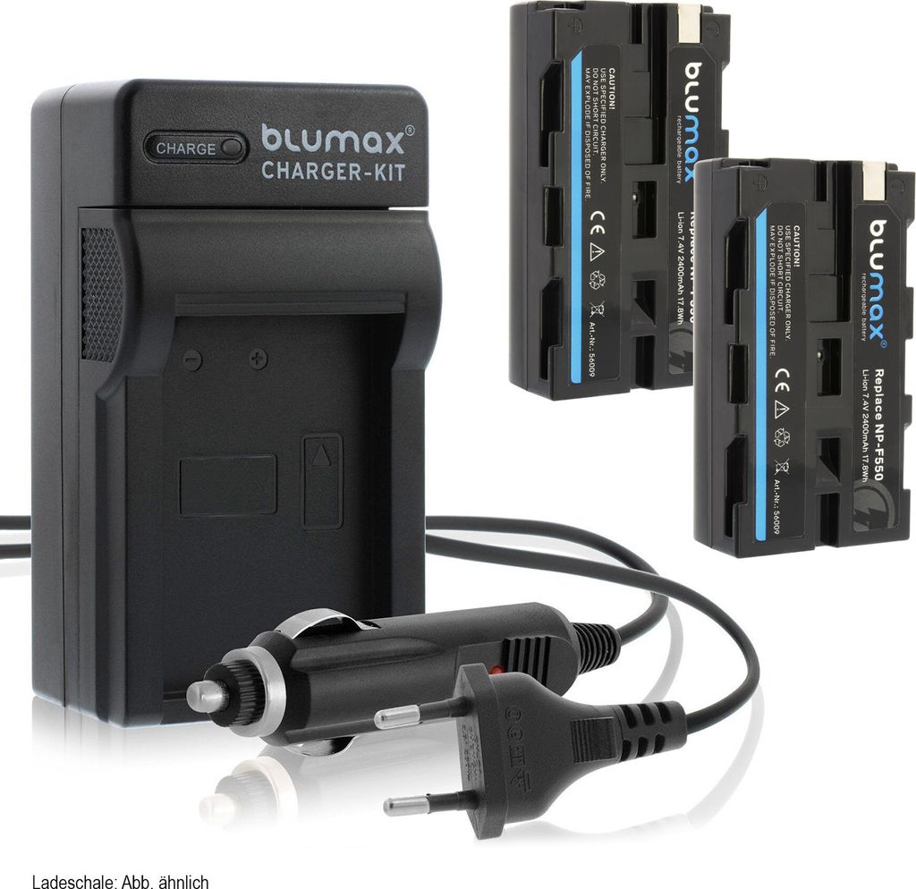 2x Akku + Lader für Sony NP-F550 NP-F330 F550 F730 F770 F930 F970 2400 mAh