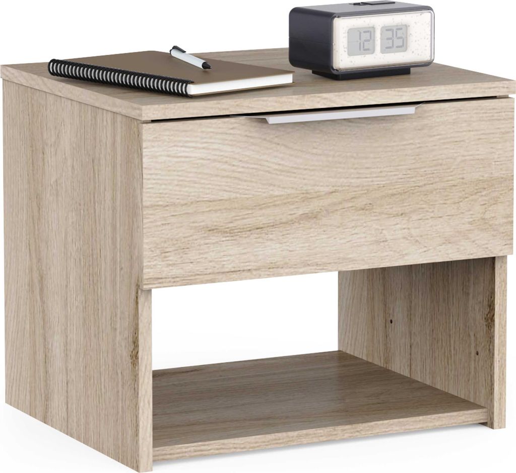Nachttisch Micheline - 44x37x38cm - mit Schublade - Eiche Nachbildung