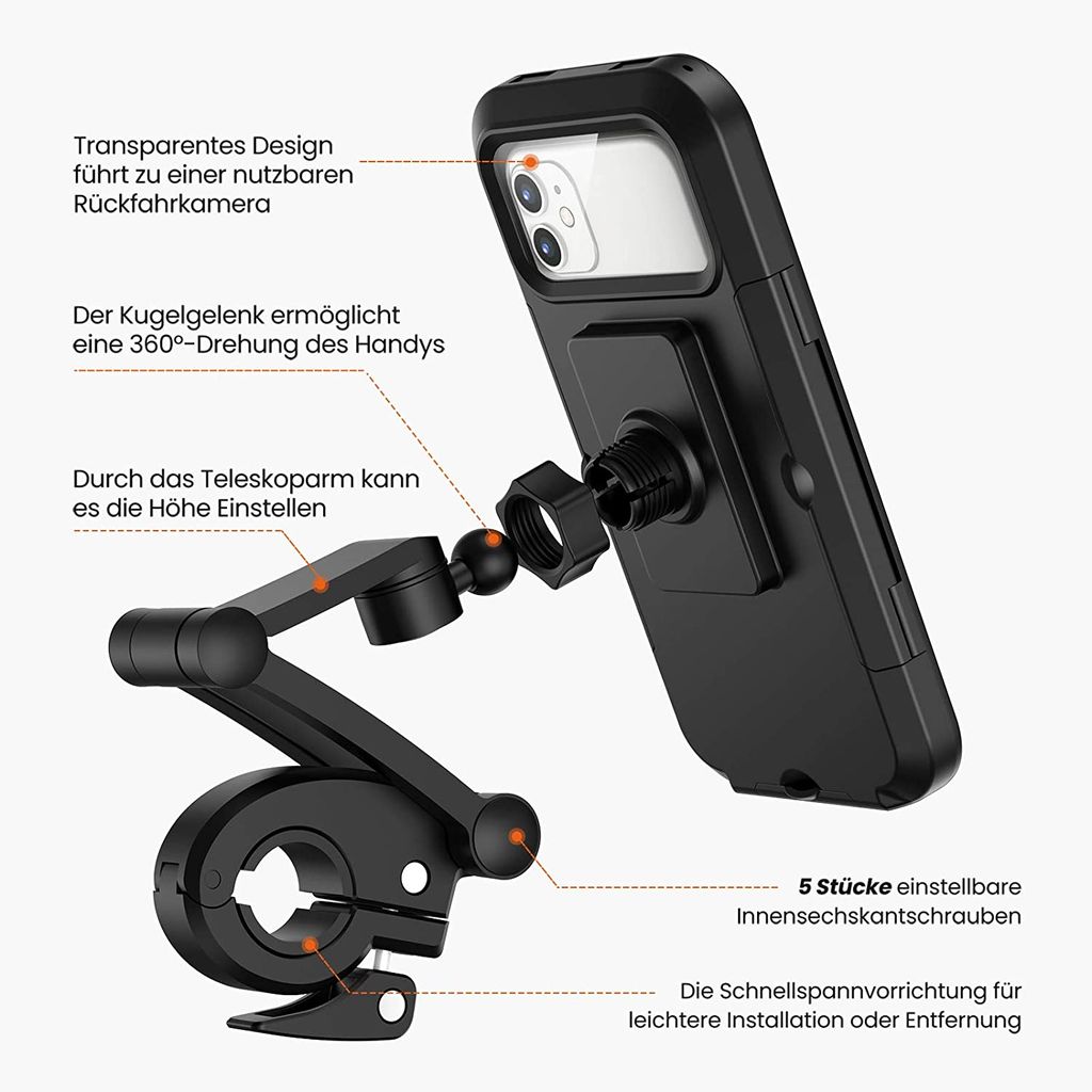 MyGadget Fahrradtasche Fahrradhalterung Wasserdicht Touch Handyhalterung,  MyGadget Fahrradhalterung Wasserdicht für Apple iPhone 6s / 6 mit Touch ID  - Lenker Hülle Case Handyhalterung für Fahrrad o. Motorrad GPS Navigation