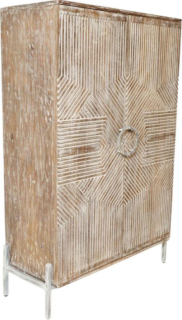 Schrank Home ESPRIT Weiß Mango-Holz 85 x 38 x 134 cm