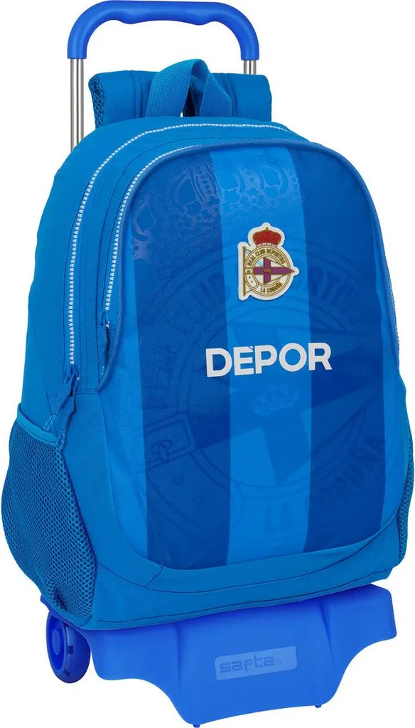 Sac d'école à roulettes bleu Deportivo de La Corogne pour collégien
