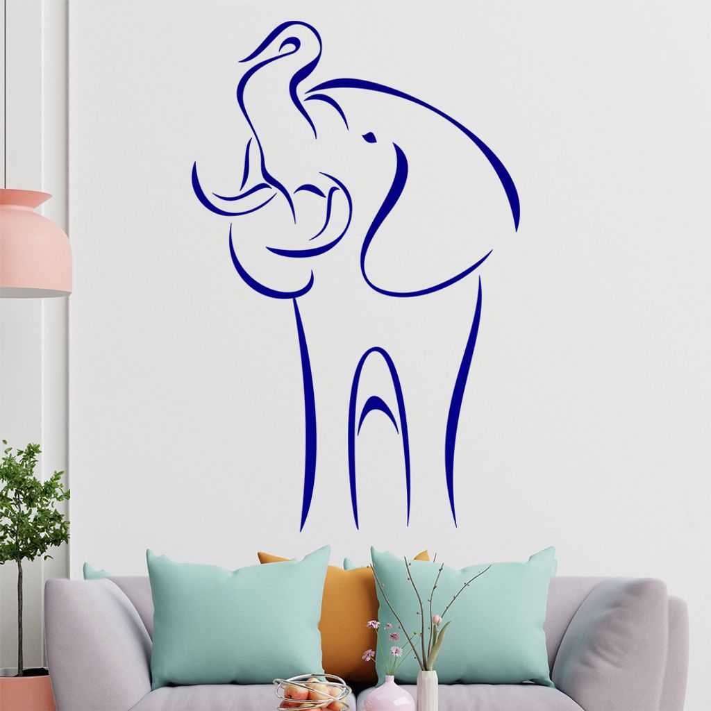 Elefant Linien Wandtattoo in 6 Größen - Wandaufkleber Wall Sticker - Dekoration, Küche, Wohnzimmer, Schlafzimmer, Badezimmer