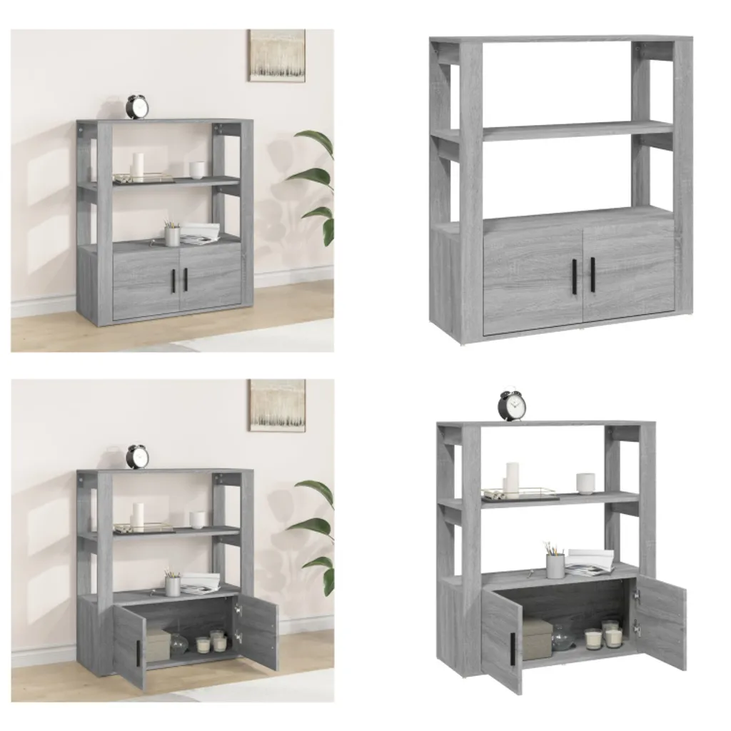 vidaXL Credenza Grigio Sonoma 80x30x90 cm Materiale a base di legno - Credenza - Credenze - Armadio - Armadio portaoggetti