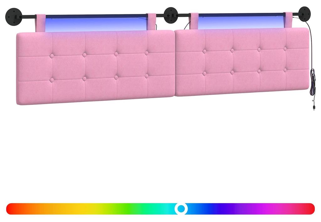 Hängendes Kopfteil Mit LED Licht Rosa Stoff