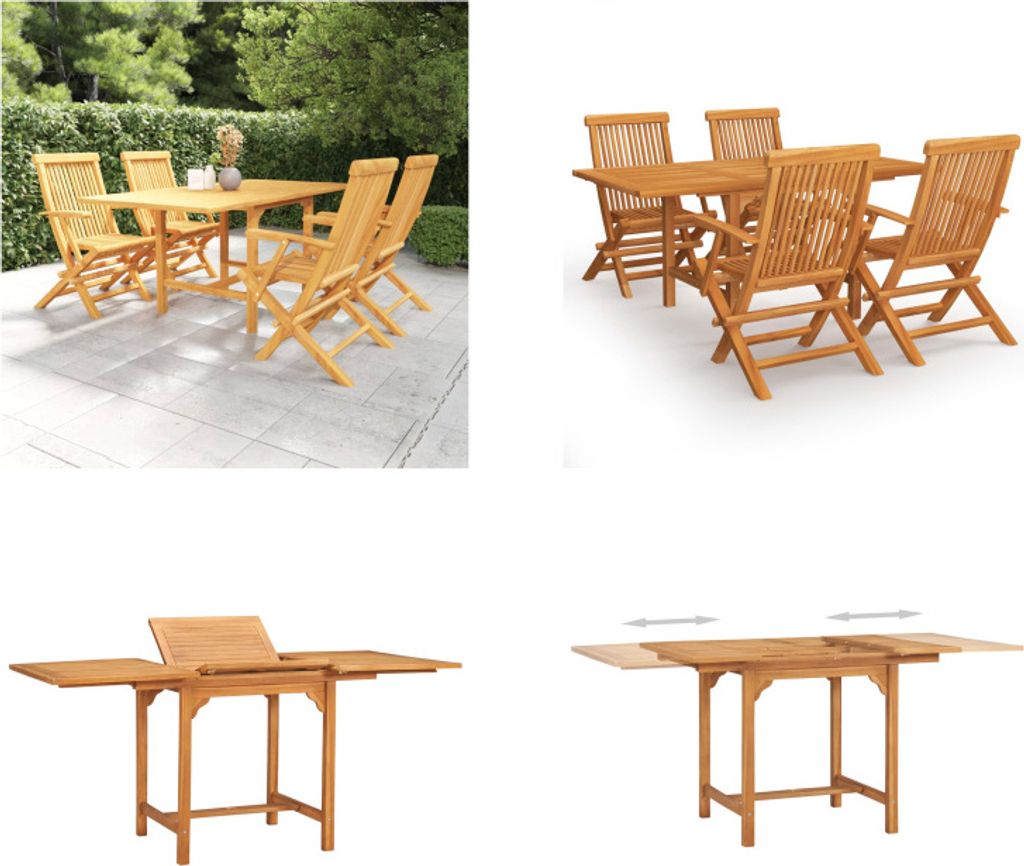 vidaXL 5 tlg. Garten Essgruppe Massivholz Teak - Garten Essgruppe - Garten Essgruppen - Gartenmöbel Set - Terrassenmöbel