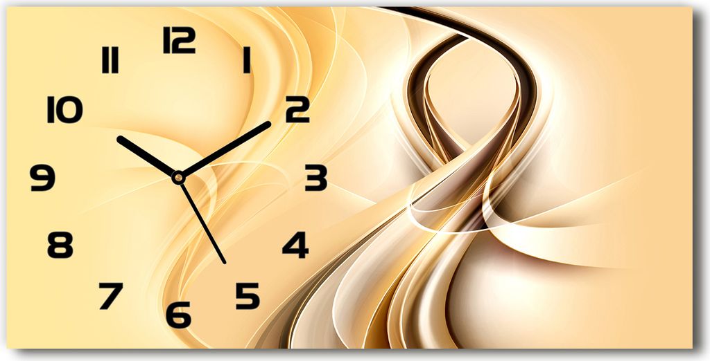 Wanduhr aus Glas – 60x30 cm - Glasbild - Glasuhr - Gehärtetes Glas - schwarze-zeiger - Wellen Abstraktion