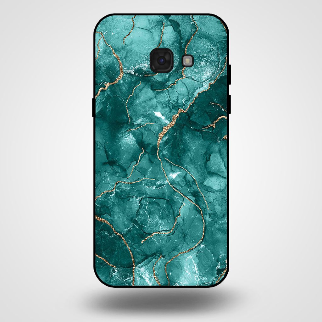 Smartphonica Handytasche für Samsung Galaxy A5 2017 mit Marmordruck - TPU Rückseite Fall Marmor Design - Gold Grün
