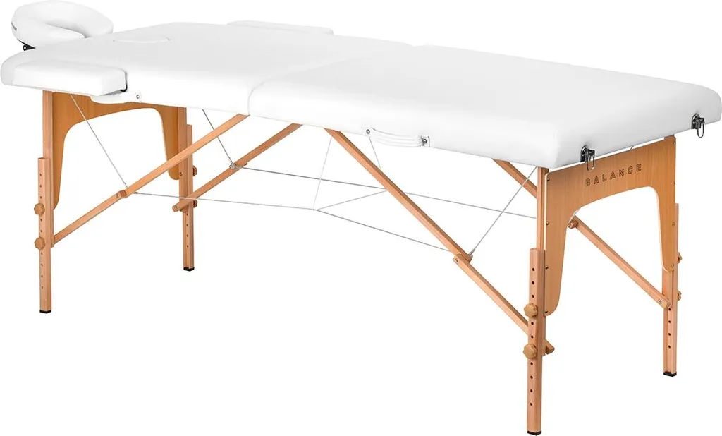 Table de massage Balance pliante en bois 2 sections - Confort blanc
