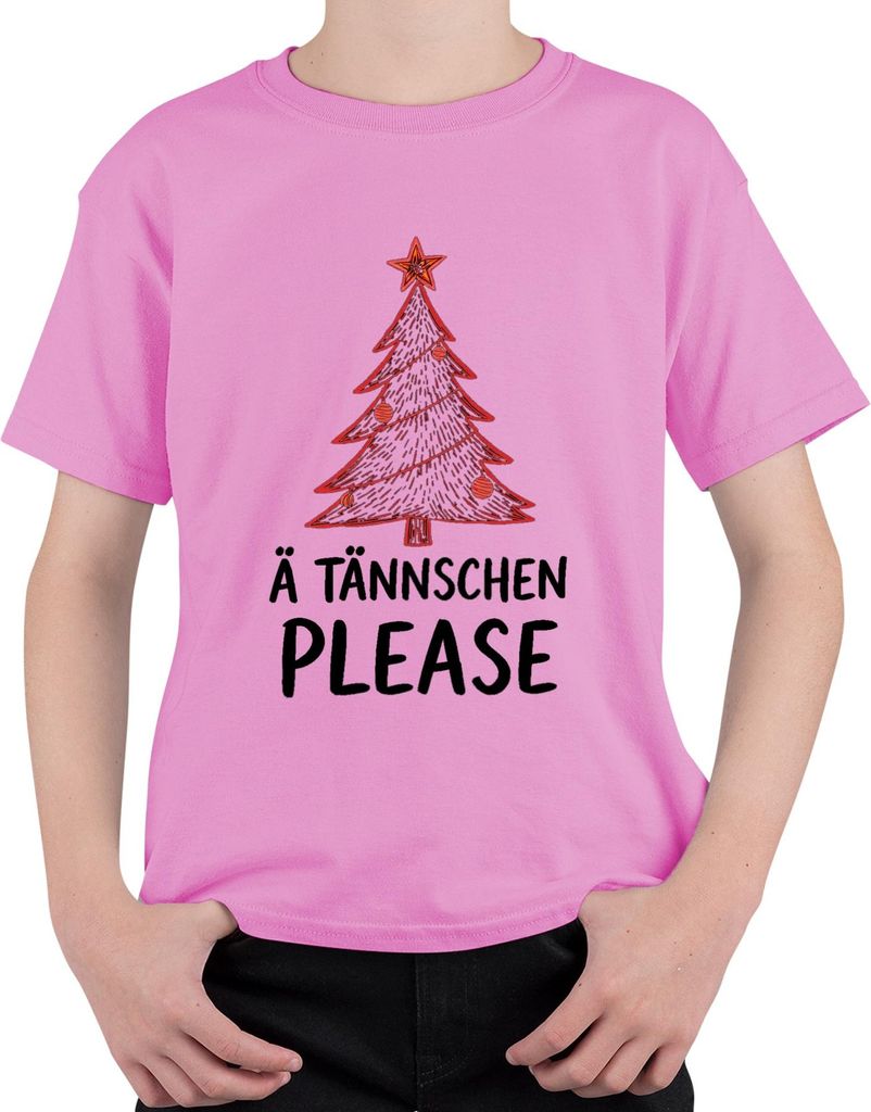 Ä TÄNNSCHEN PLEASE Weihnachtsbaum Tanne Weihnachten Sachsen Dialekt Uni Kinder T-Shirt, Pink, 140
