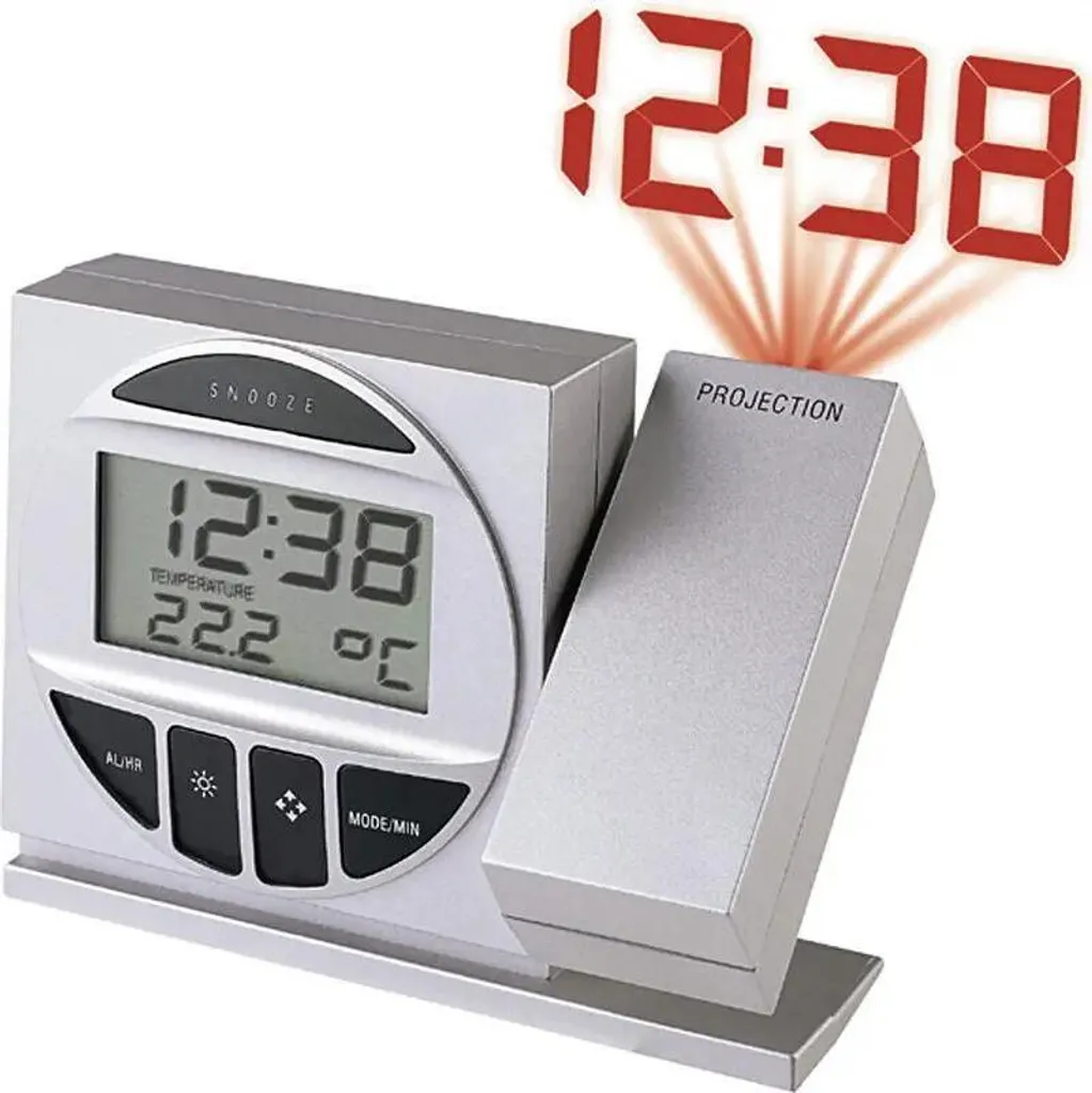 Réveil Projecteur Technoline WT 590 avec Horloge Radiocommandée Blanche