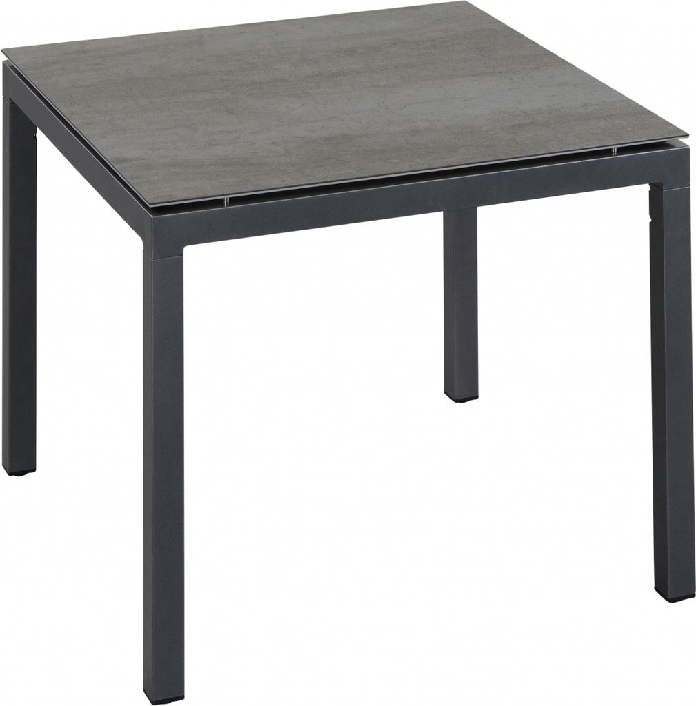Inko Gartentisch Aluminium graphit 90x90 cm Terrassentisch Tischplatte nach Wahl Deropal anthrazit