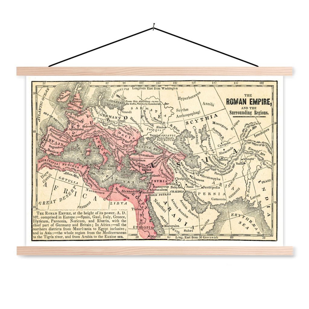 MuchoWow Textilposter Römer - Geschichte - Jahrgang 120x80 cm mit holzfarbenen Rahmen - Aufhängeset