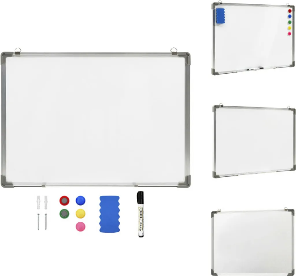 vidaXL Lavagna magnetica bianca 90 x 60 cm in acciaio - Lavagne bianche