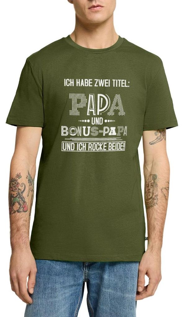 Spreadshirt Ich Rocke Papa Und Bonus-Papa Gleichzeitig Männer Premium T-Shirt, S, Khaki