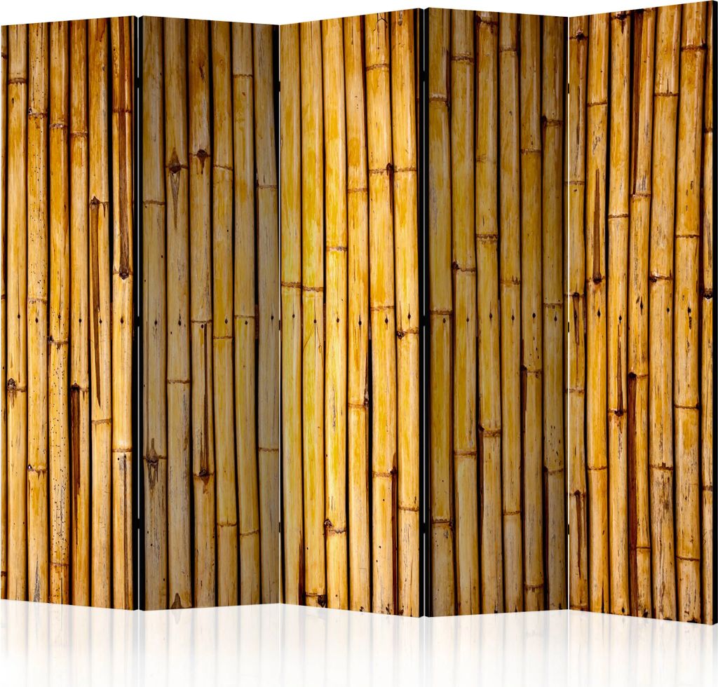 5-teiliger Doppelseitiger Vlies Paravent - Bamboo Garden II 225x172 cm Muster f-B-0104-z-c