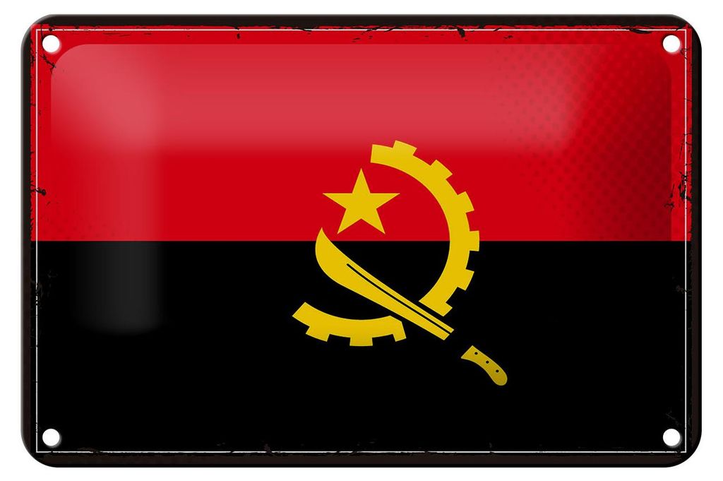 Blechschild Flagge Angolas 18x12cm Retro Flag of Angola