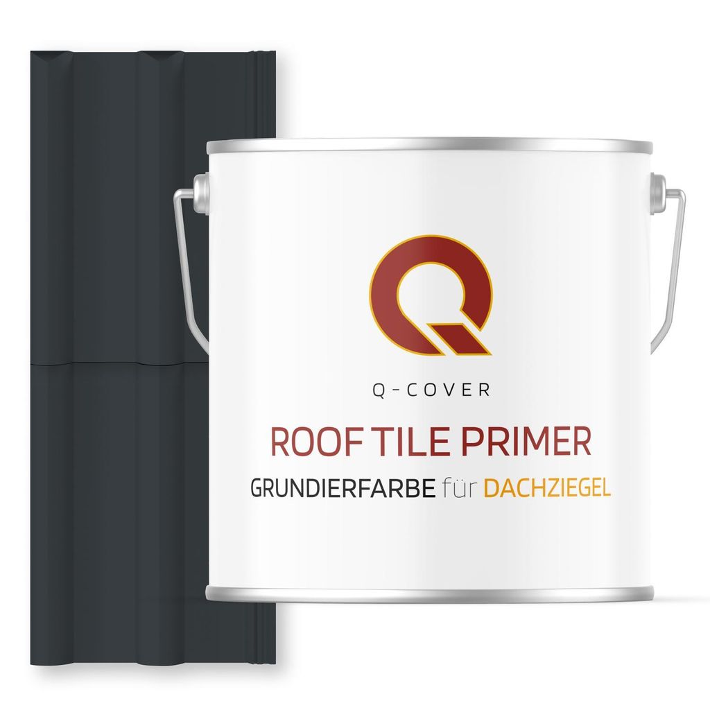 Grundierfarbe für Dachziegel Anthrazitgrau RAL 7016 5 L | wetterfeste Dachbeschichtung | für Ziegel, Beton, Eternit | UV-beständig | Q-COVER