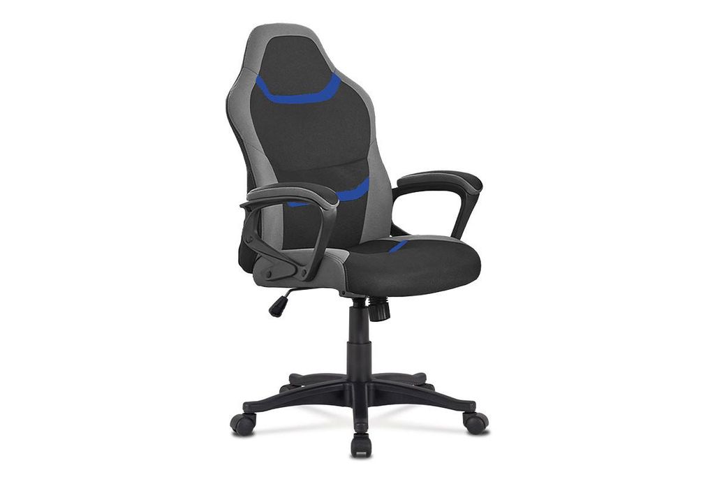 Büro- und Spielstühle, Blau, grau und schwarzer Stoff, Schaukelmechanismus - Ka -L611 Blue Action