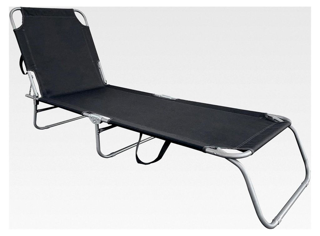 Klappbare 3-Bein Gartenliege mit Tragegurten - dunkelgrau - Relax Sonnenliege mit 4-fach verstellbarem Rückenteil - Liege für Camping, Garten, Po...