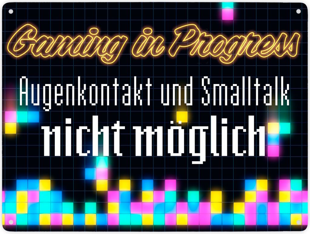 Gaming in Progress Metallschild XXL in 28x38 cm für die Zockerhöhle