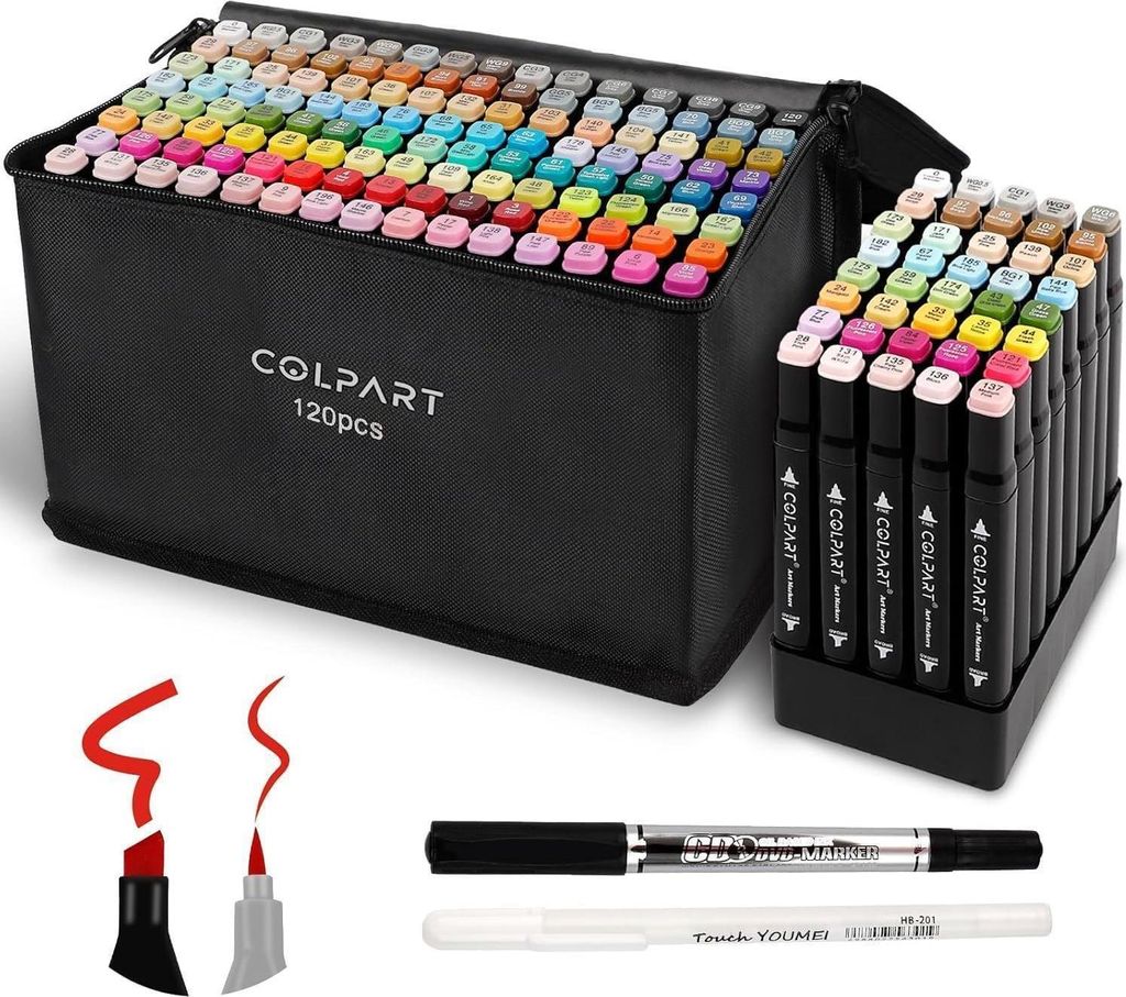 120+2 Brush Marker Set für Manga und Design - Hochwertige Produktbild 