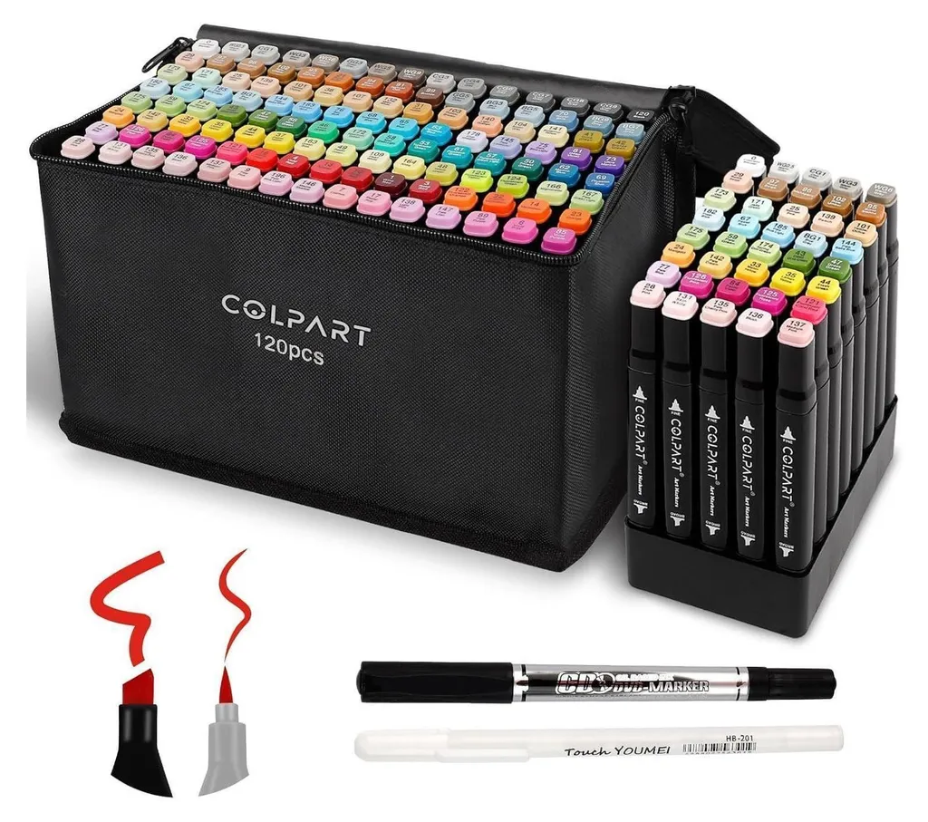 Feutres à Alcool 120 Couleurs Brush Marker - Haute Qualité pour Manga