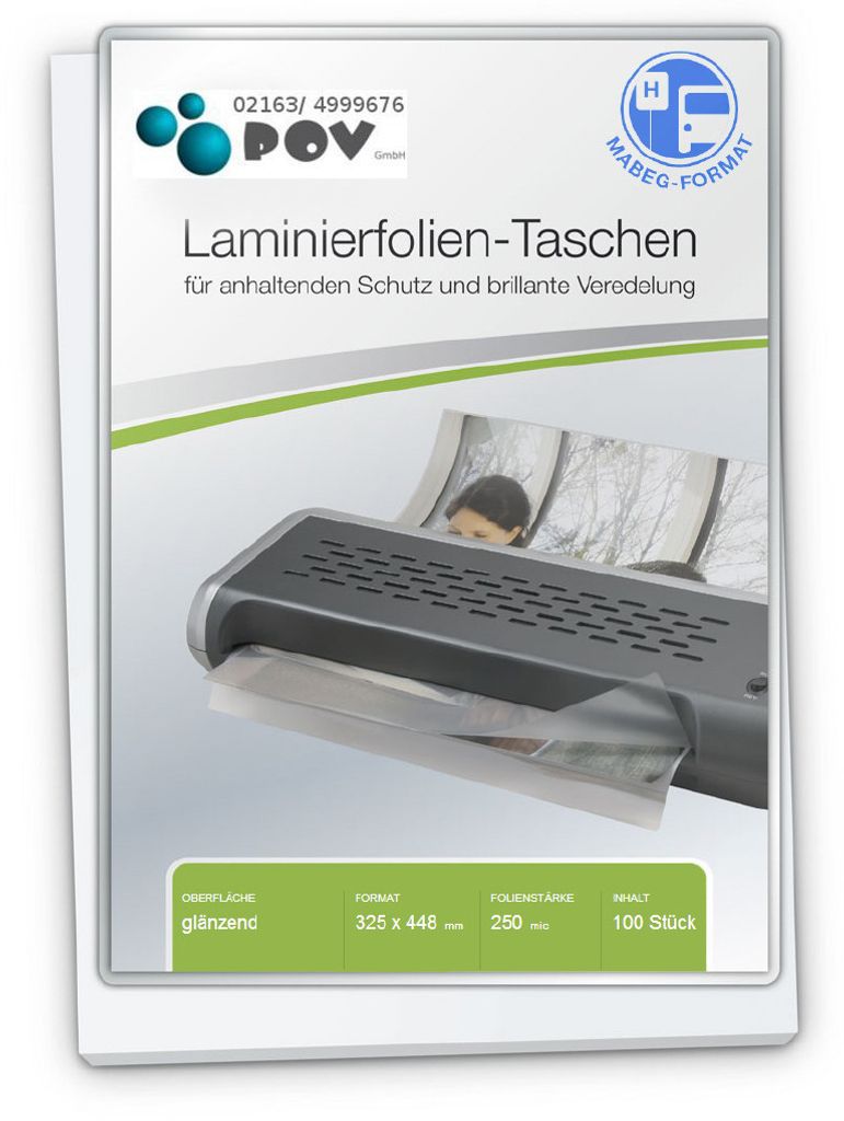 Laminierfolien A3 (325 x 448 mm), 2 x 250 mic, glänzend, für Fahrplanhalterung/Mabeg