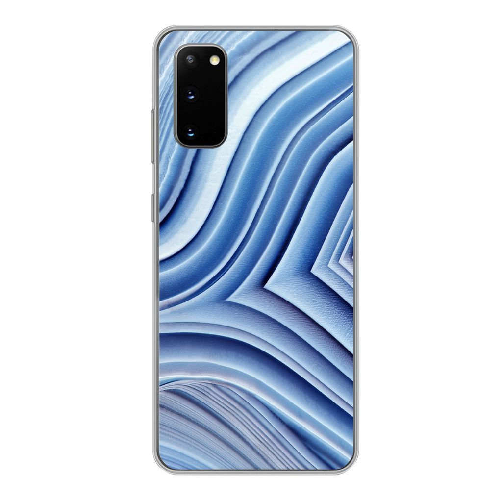 MuchoWow Handyhülle Schutzhülle Hülle für Samsung Galaxy S20 Natursteine - Muster - Blau Silikon Softcase Handy Hülle - Bild