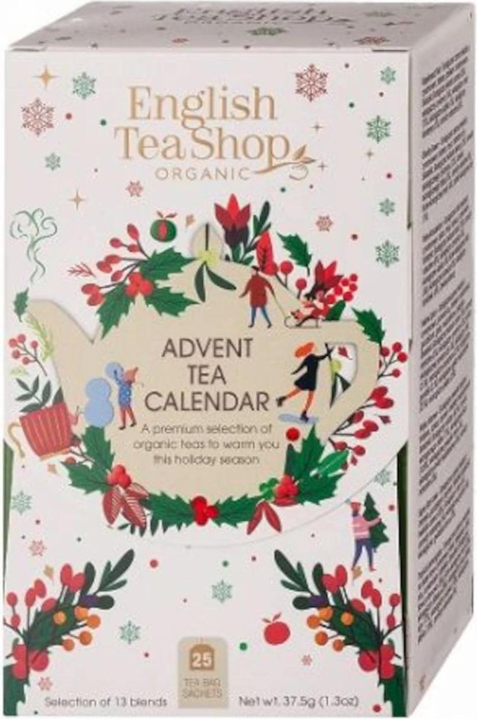 WEISSER ADVENTSKALENDER (BIO-TEES UND KRAUTTEES) (13 SORTEN) (25 x 1,5 g) 37,5 g – ENGLISH TEA SHOP ORGANIC (SAISONPRODUKT)