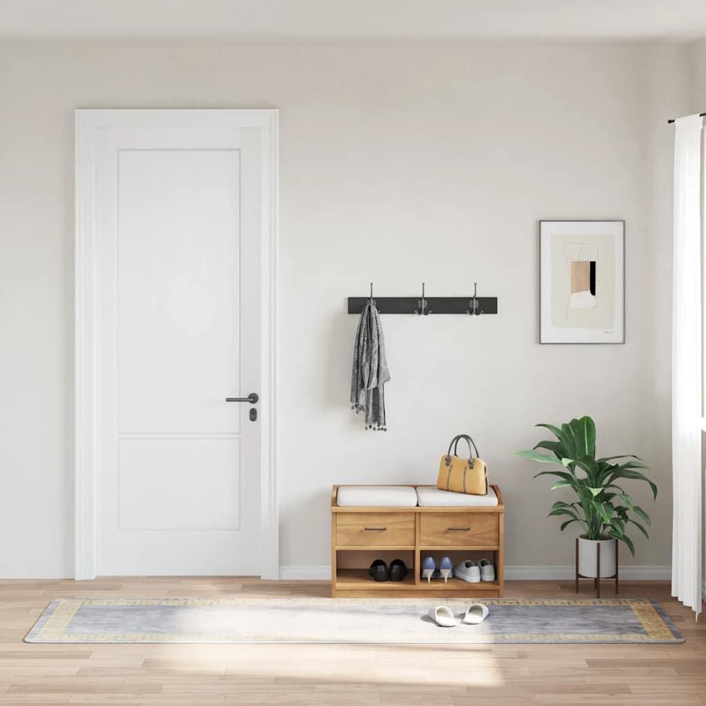 vidaXL Teppich Waschbar 80x300 cm Grau Rutschfest