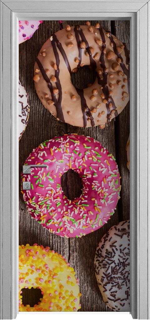 Tür Selbstklebende 80x210 cm Türfolie Türtapete Klebefolie - Donuts mit Schokolade