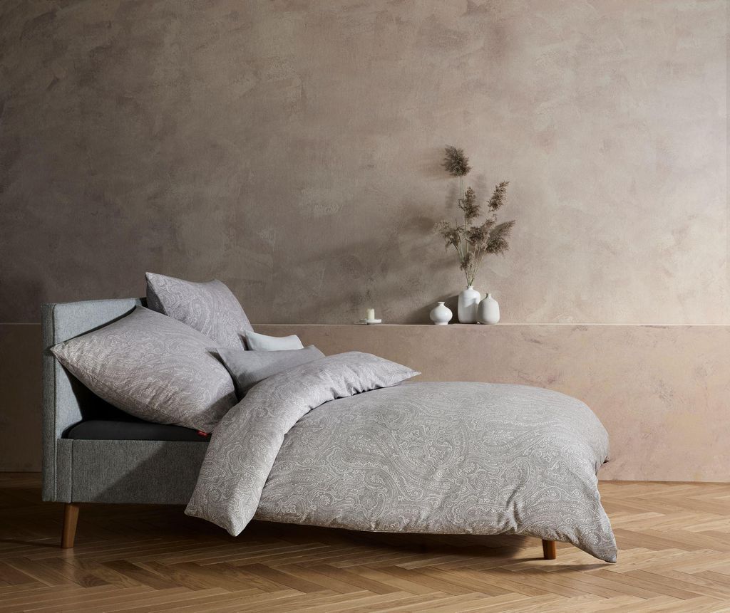 Fleuresse Lech Edelflanell Bettwäsche 135x200 Paisley grau silber 603868-27