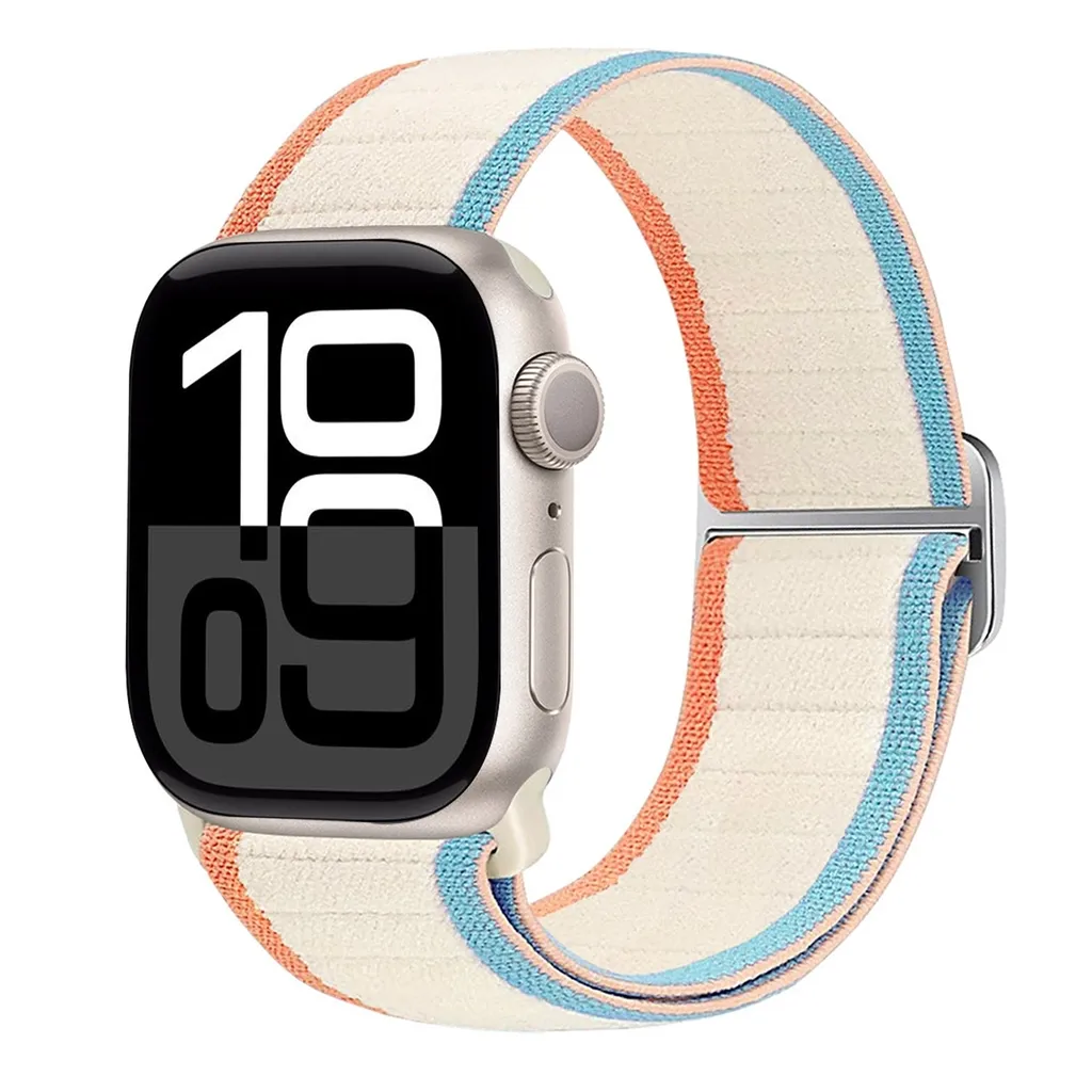 Cinturino Apple Watch 46mm 45mm 44mm Nylon Elasticizzato Bianco Sport