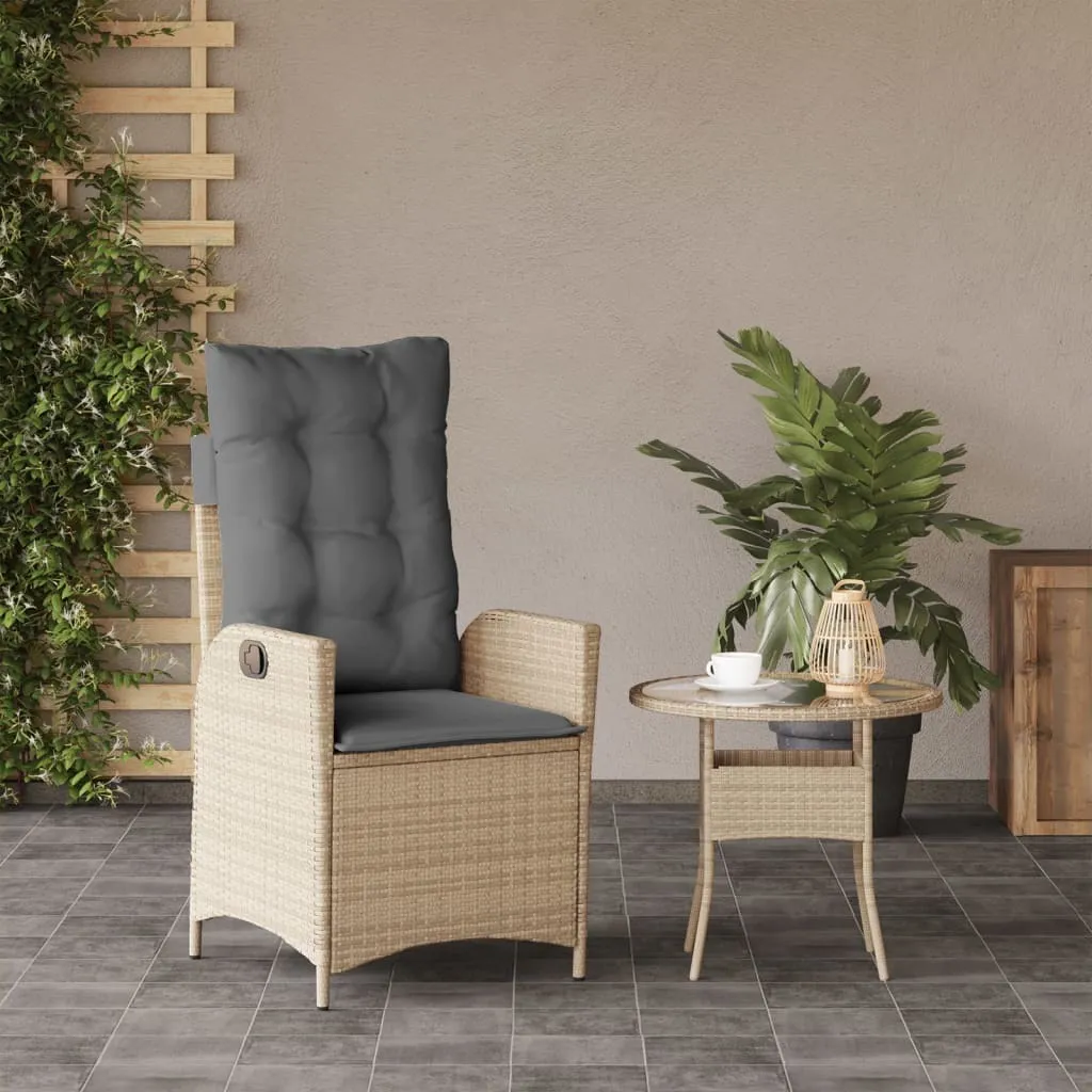 OFFERTA Poltrona vidaXL Reclinabile - Poly Rattan Beige Alta Qualità - 3