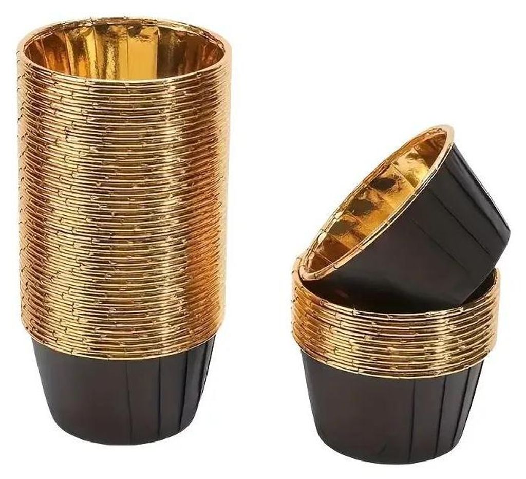 Gold Und Schwarz Muffin Tassen Cupcake Liners 50Pcs Produktbild 