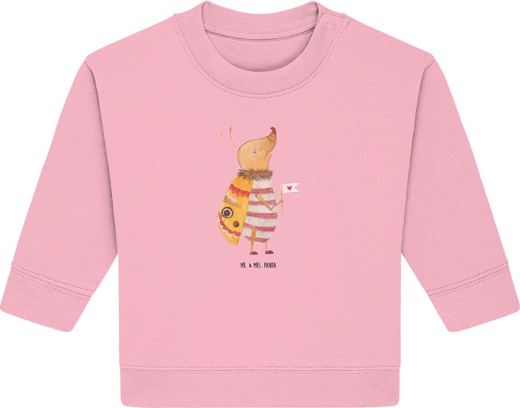 Mr. & Mrs. Panda Organic Baby Pullover Nachtfalter Fähnchen 24. - 36. Monat - Baumwolle Pink - Geschenk, Käfer, Spruch Witzig, Süß, Küche Deko...
