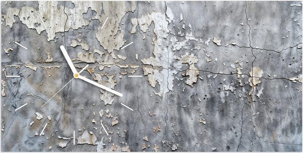 Wanduhr aus Glas mit Motiv Abblätternde Wand- 60 x 30 cm - inkl. Aufhängesystem