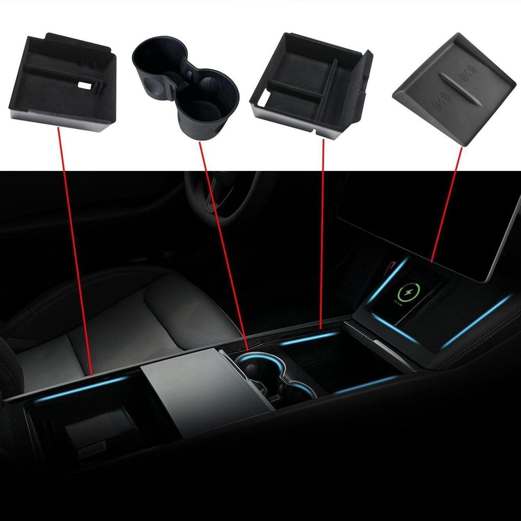 Organisateur de console centrale avec porte-gobelets, Image du produit 