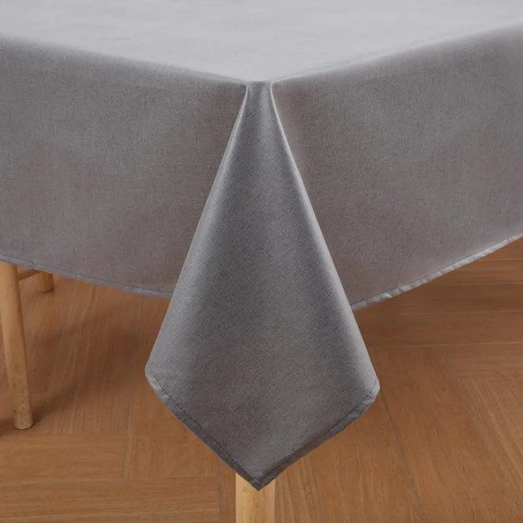 Nappe de protection 140x180 gris foncé aspect lin pour repas de famille