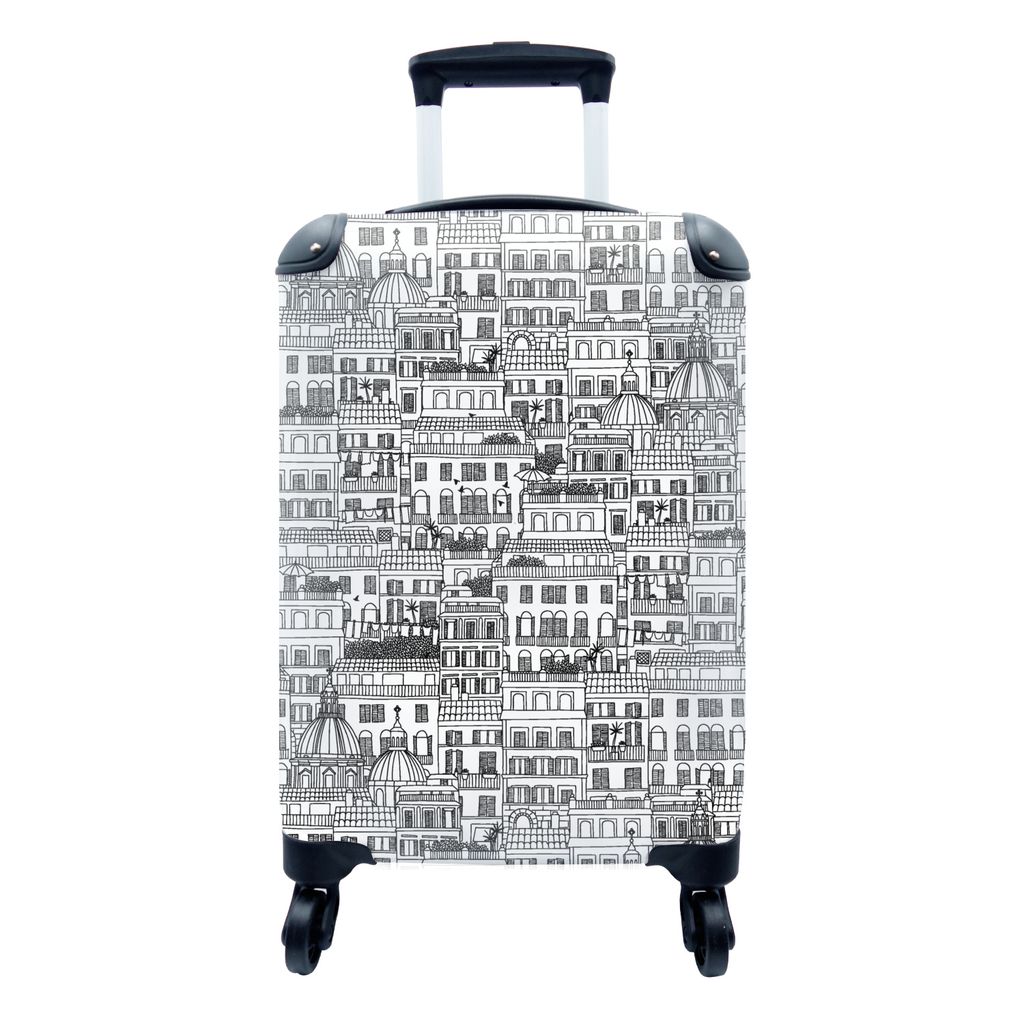 MuchoWow Koffer Handgepäck Trolley Rollkoffer Kleine Reisekoffer mit 4 Rollen - Muster - Italien - Haus - Cabin Size < 55x40x23 cm & 55x40x20 cm...