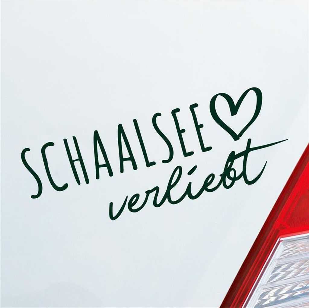 Auto Aufkleber Schaalsee verliebt Herz See Sea Liebe Car 19x7 cm Dunkelgrün Sticker Heckscheibenaufkleber