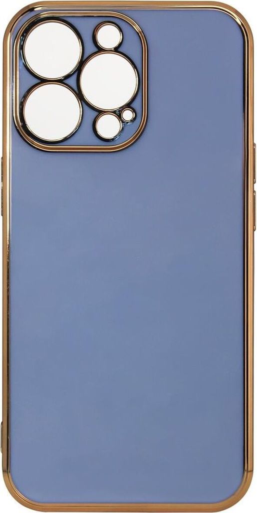 Lighting Color Case Schutz-Hülle mit Kameraabdeckung Schutz Rahmen kompatibel mit iPhone 13 Pro Blau-Gold